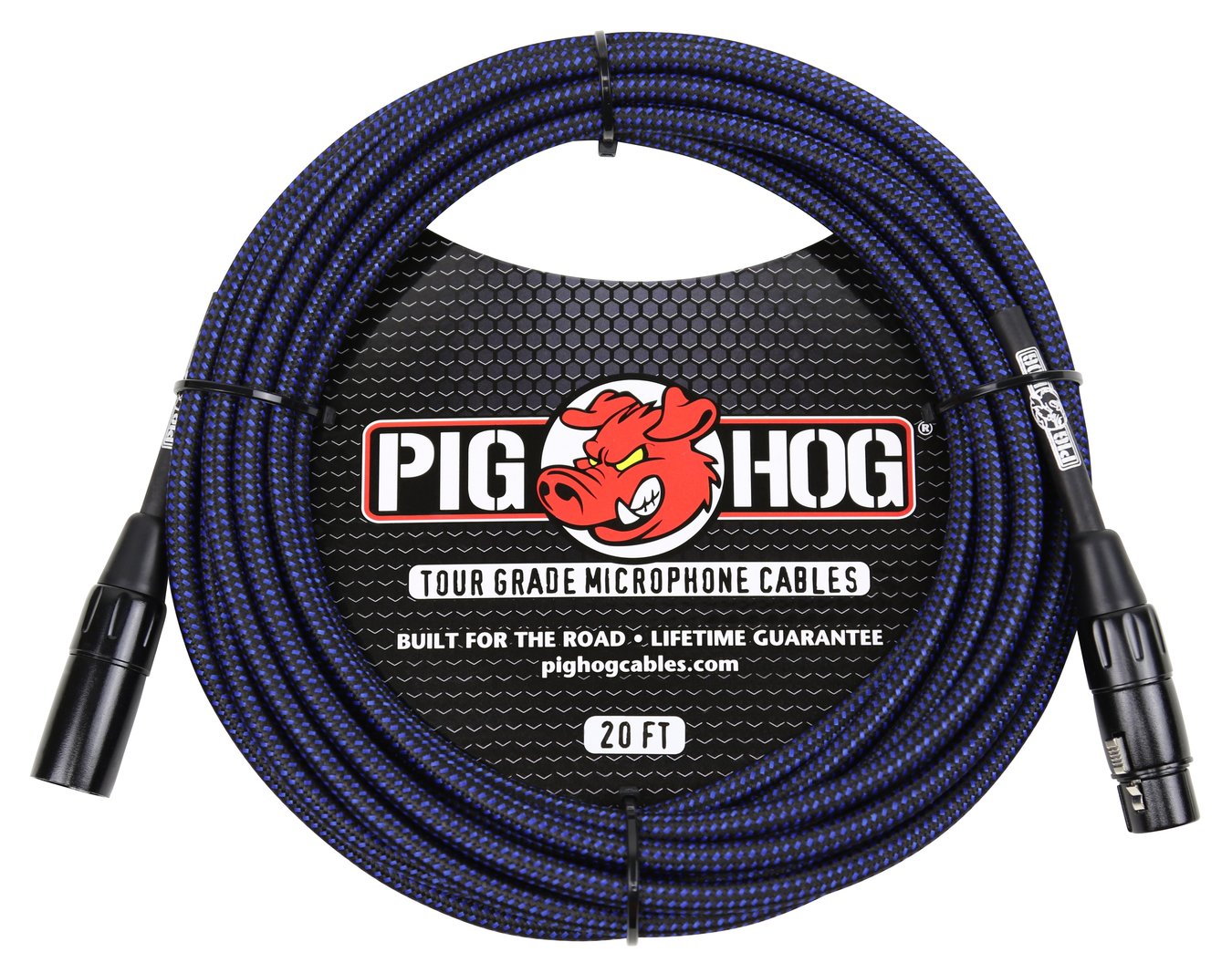 Pig Hog Black & Blue High Performance Woven XLR Microphone 20ft Cable PHM20BBL Lifetime Warranty!