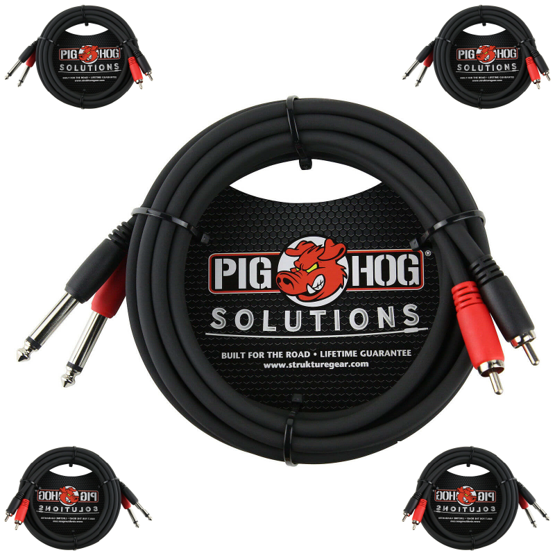 NEW - Pig Hog PD-R1410  10FT Solutions Dual RCA (Male) to Dual 1/4" Mono (Male) Cable