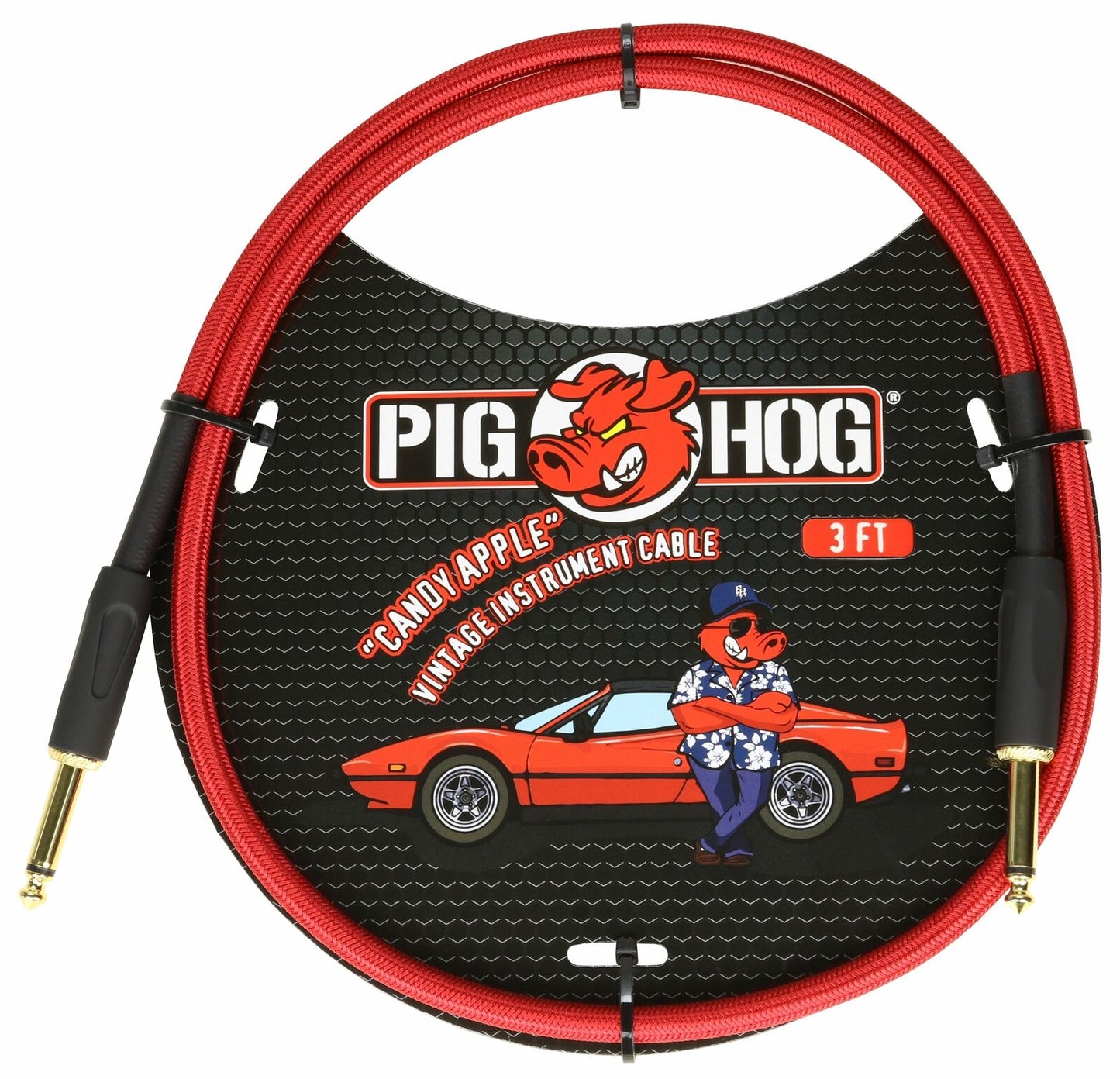 New - Pig Hog PCH3CA "CANDY APPLE RED" 3FT PATCH CABLE