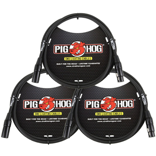 Lifetime Warranty! 3 PACK Pig Hog PHDMX5 5ft DMX Lighting Cable 3 Pin - NEW