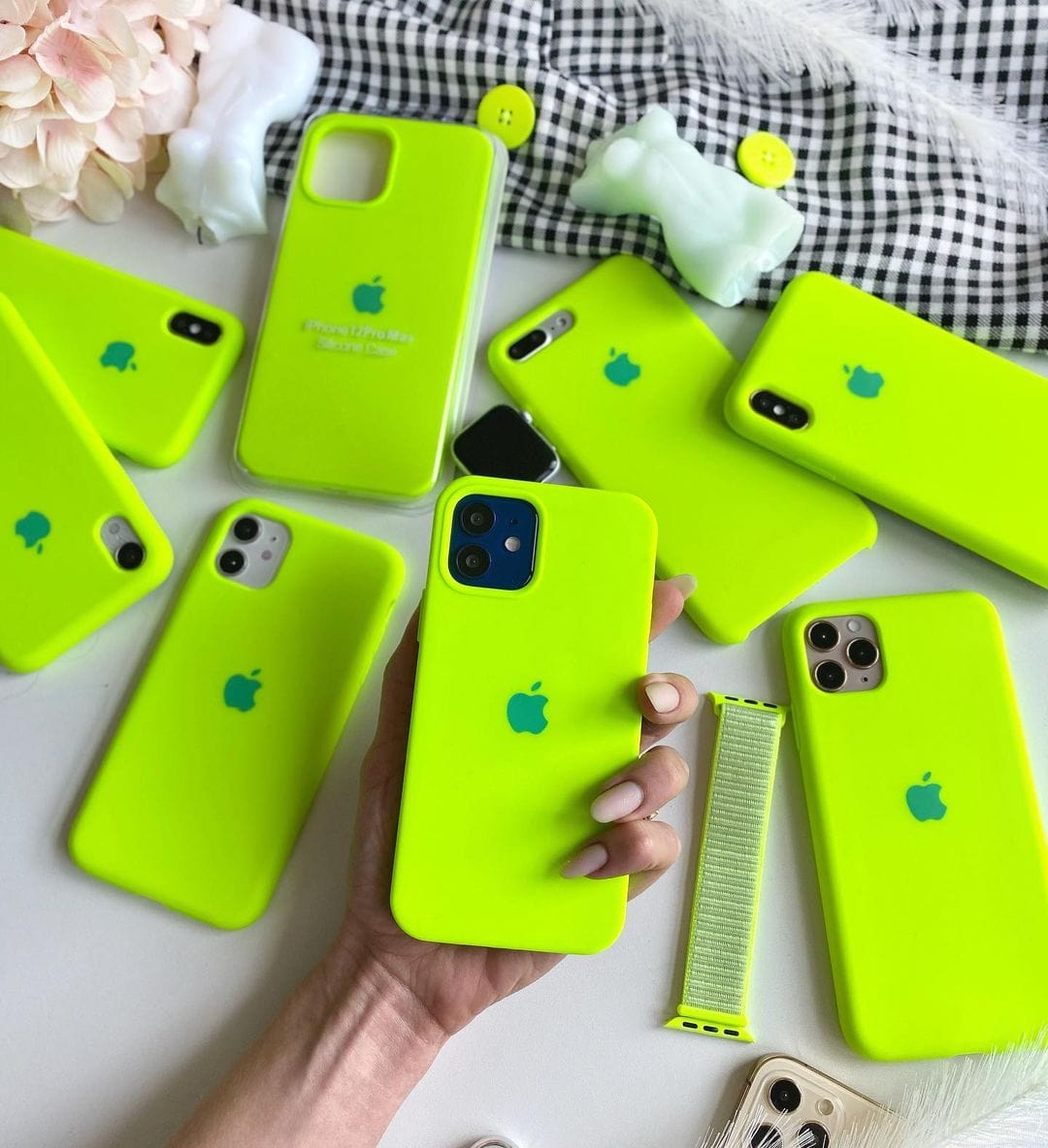 iPhone Fluorescent Green Silicone Case Full Body Protective Cover