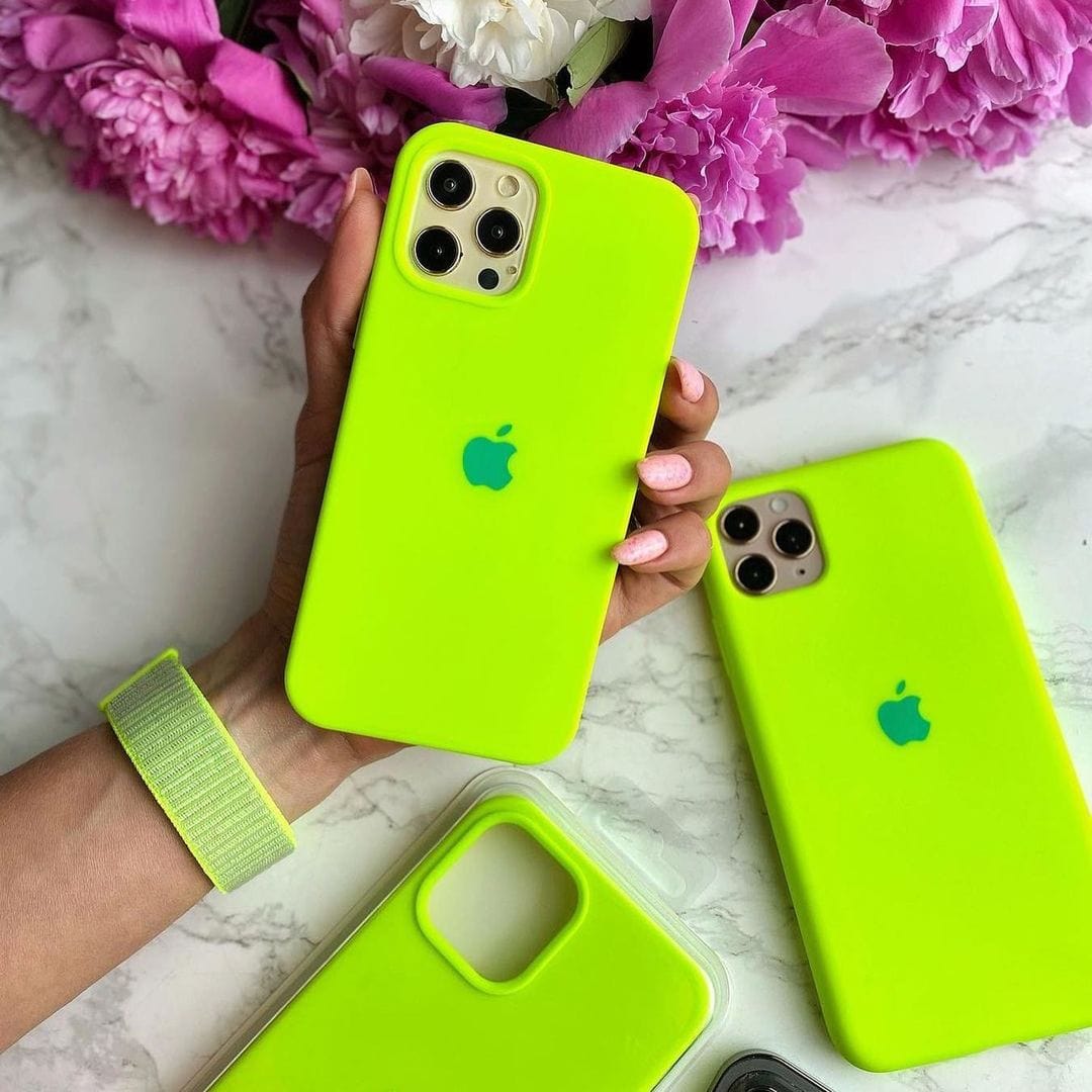 iPhone Fluorescent Green Silicone Case Full Body Protective Cover