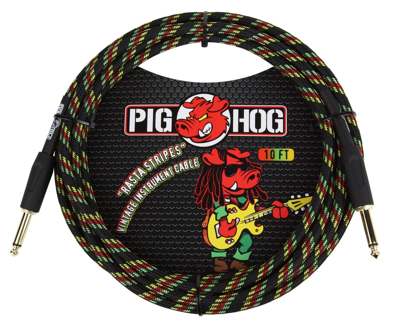 Pig Hog PCH10RA "Rasta Stripes" Instrument Cable - 10ft