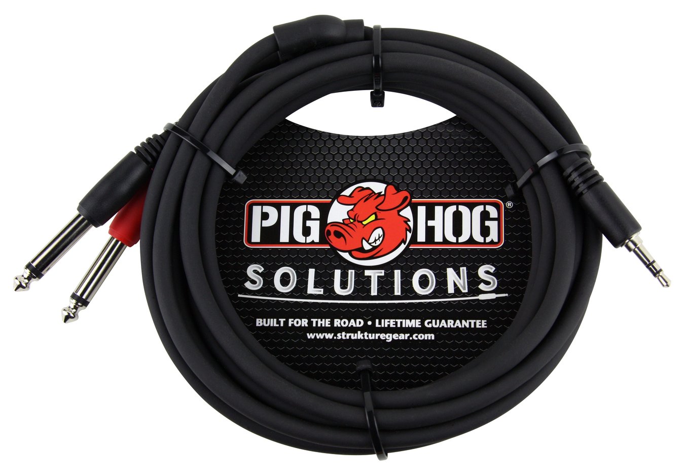 Pig Hog 10ft Male Stereo Breakout Cable, 3.5mm to Dual 1/4" Mini 1/8 PB-S3410