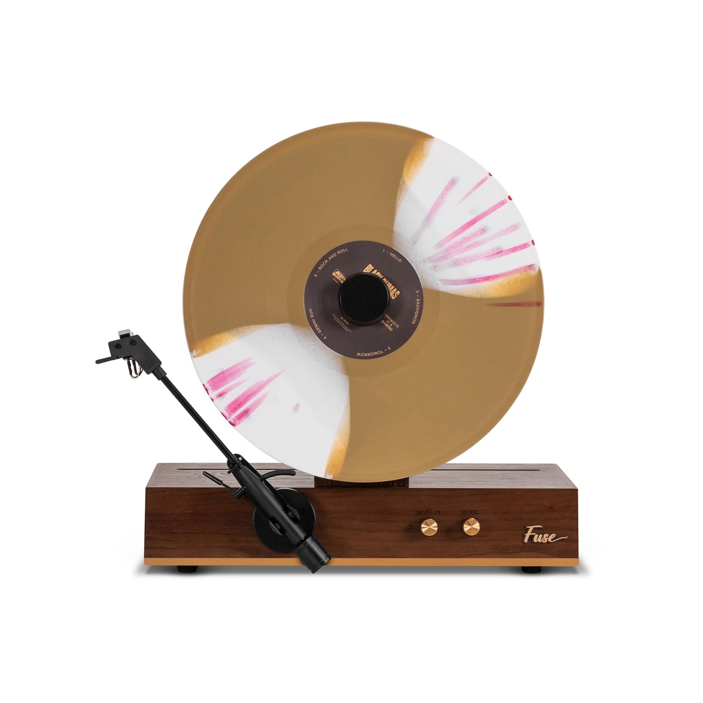 Vertical Vinyl Record Player Bluetooth Input Output Fuse Audio GLD