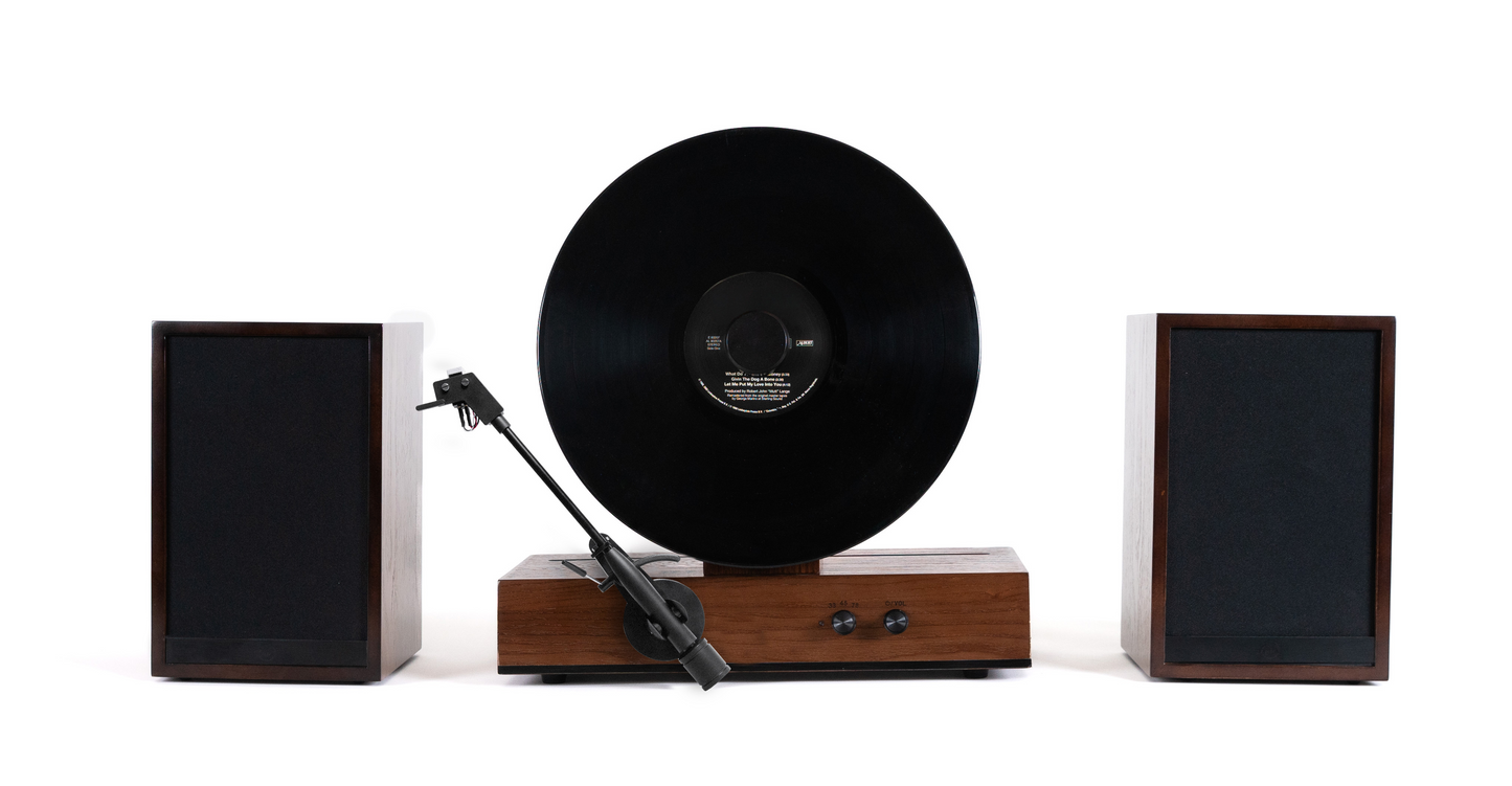 Vertical Vinyl Record Player Mid-Century Modern Fuse Audio GLD