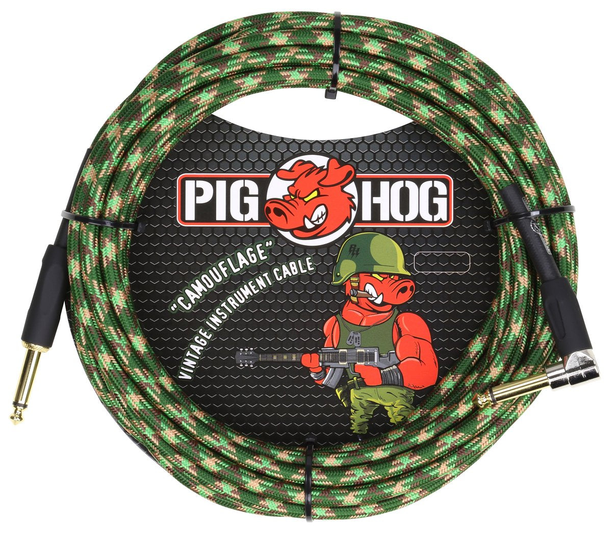 3 PACK Pig Hog Camouflage Instrument Cable 20ft Foot Right Angle PCH20CFR Lifetime Warranty!