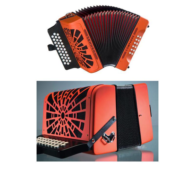 Hohner Compadre Diatonic Accordion - Keys of F/Bb/Eb - Orange-NEW