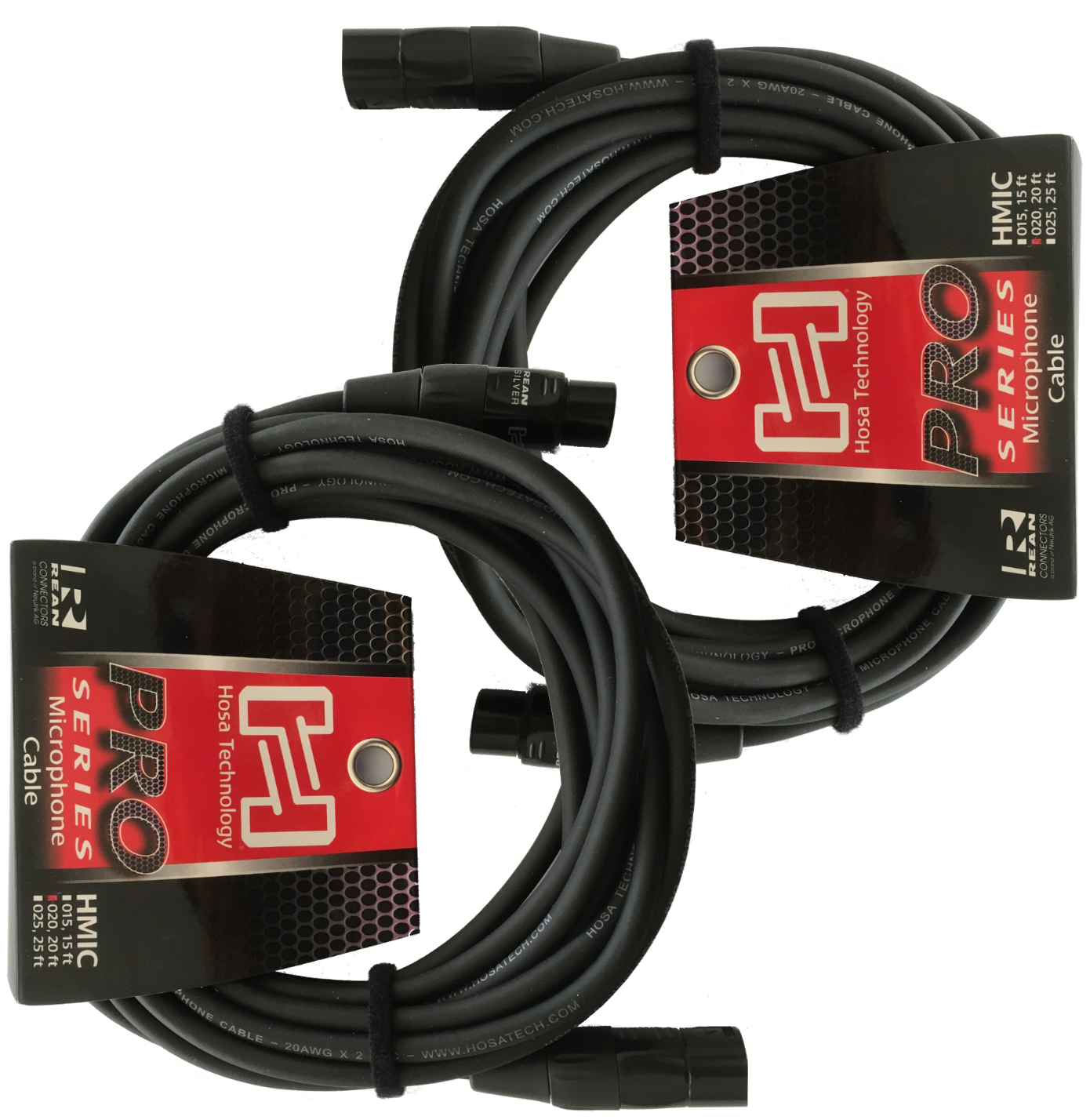 NEW - 2 Pack Hosa Pro Microphone Cable REAN XLR3F to XLR3M, HMIC-020 (20 Feet) Black