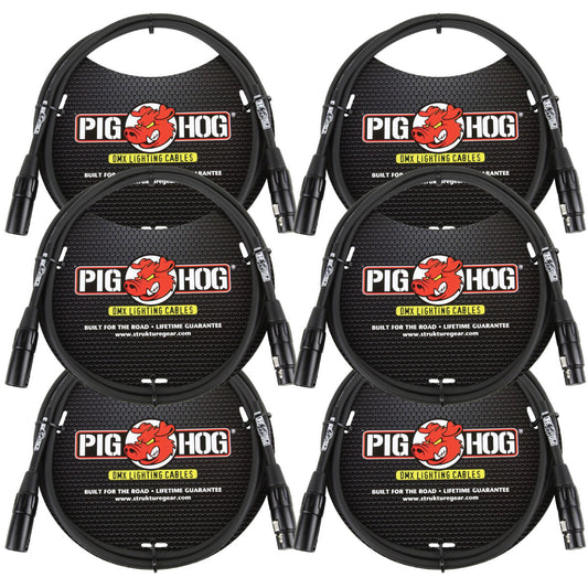 Lifetime Warranty! 6 PACK Pig Hog PHDMX5 5ft DMX Lighting Cable 3 Pin - NEW