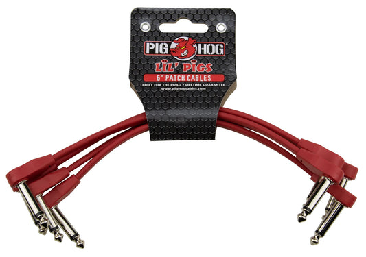 Pig Hog PHLSK6CA Lil Pigs 6in Low Profile Patch Cables - 4 pack, Candy Apple Red-NEW