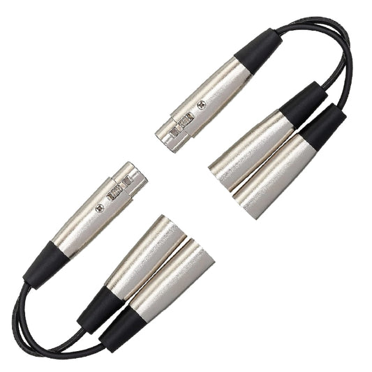 New - Hosa YXM-121 Y Cable - XLR Female to Dual XLR Male - 6 inch