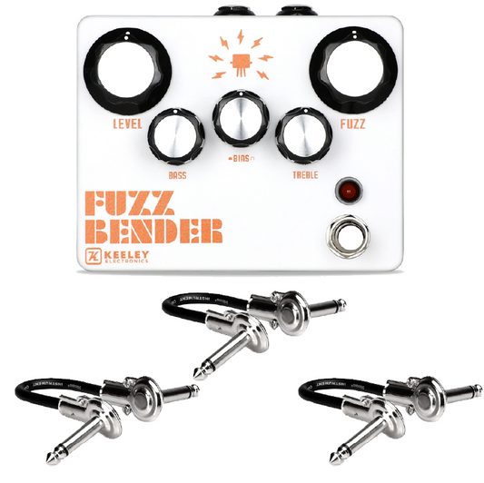 Keeley Fuzz Bender 3 Transistor Hybrid Fuzz, 3 Patch Cable - Bundle - New