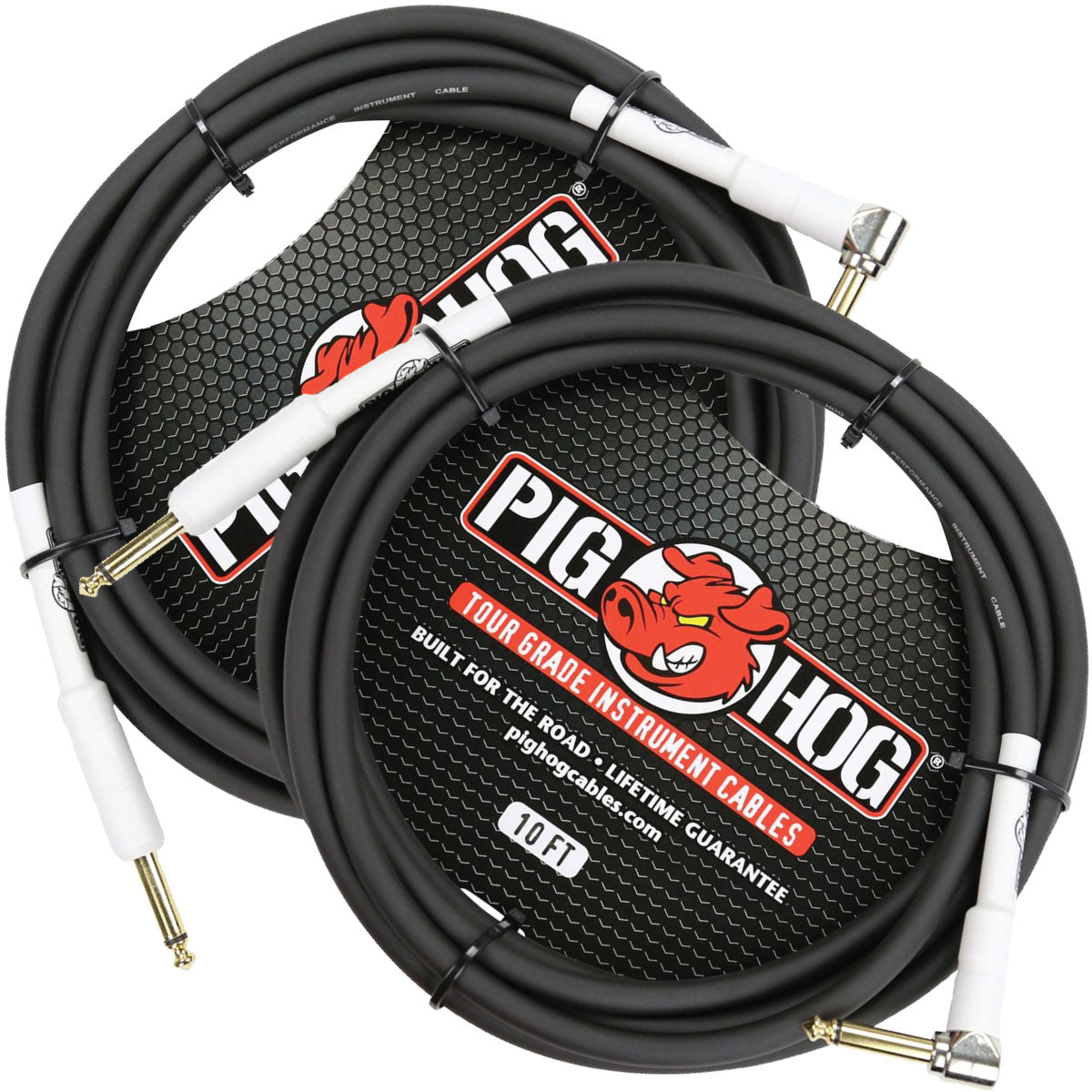 2 Pack Pig Hog PH10R 10ft Right Angle 8mm 1/4"-1/4" Inst Cable Lifetime Warranty!