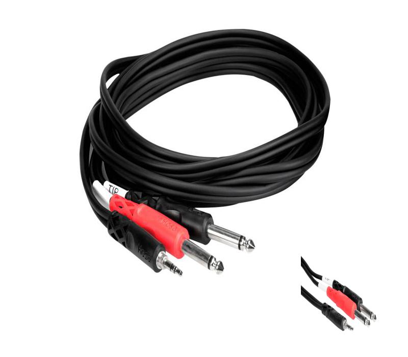 New - Hosa 3.5mm Stereo TRS to Dual 1/4" TS CABLE - 10FT CMP-159