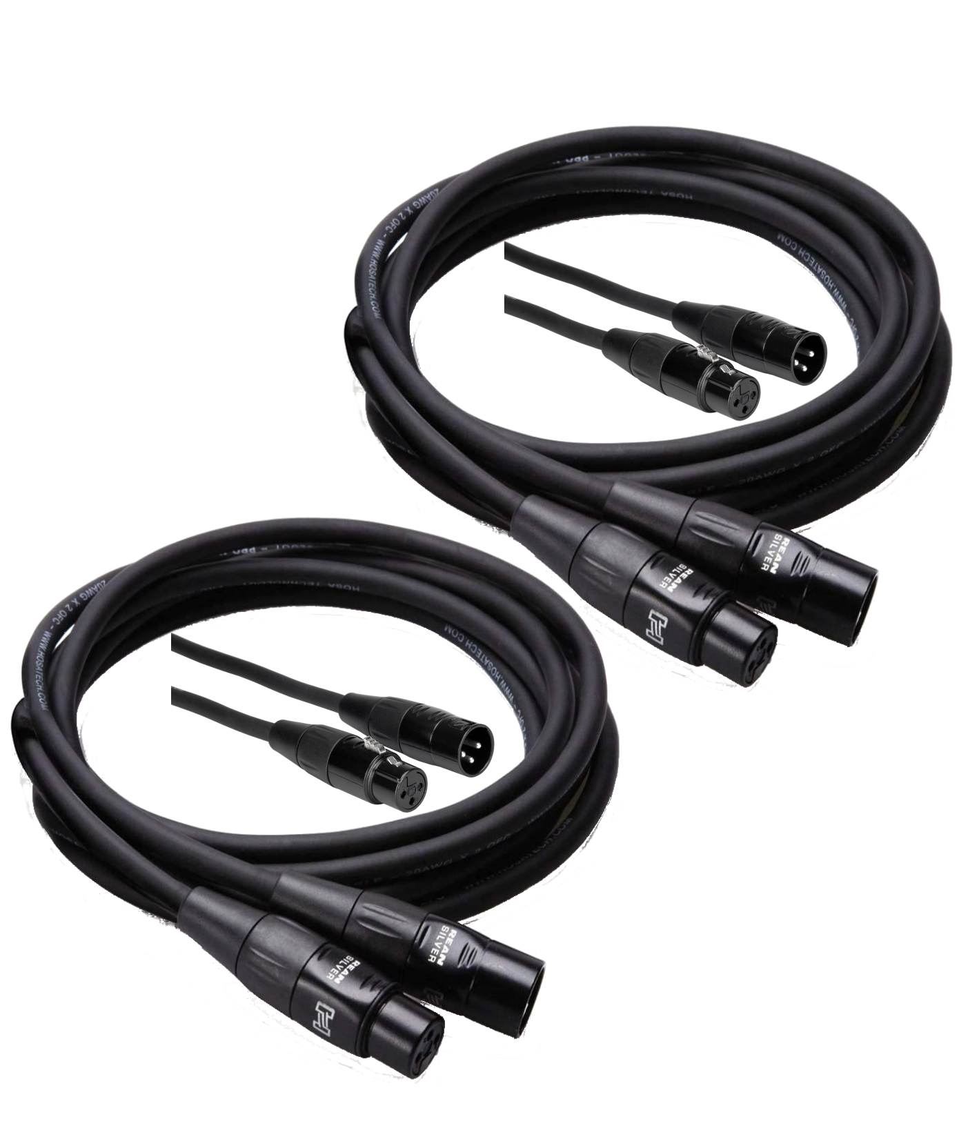 2 Pack Hosa Pro Microphone Cable, Neutrik REAN Connectors REAN XLR3F to XLR3M, HMIC-015 (15 Feet)