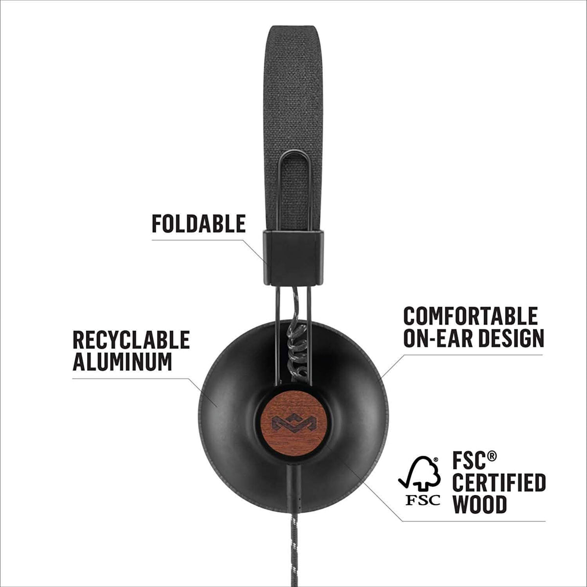 Over-Ear Wired Headphones 40mm Drivers House of Marley Positive Vibration 2