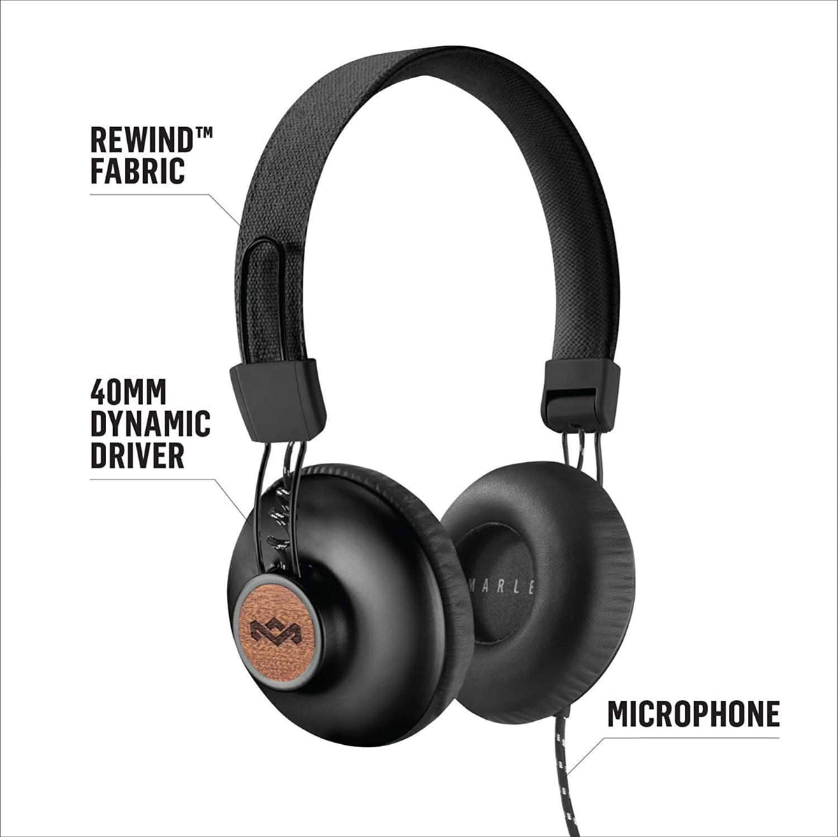 Over-Ear Wired Headphones 40mm Drivers House of Marley Positive Vibration 2