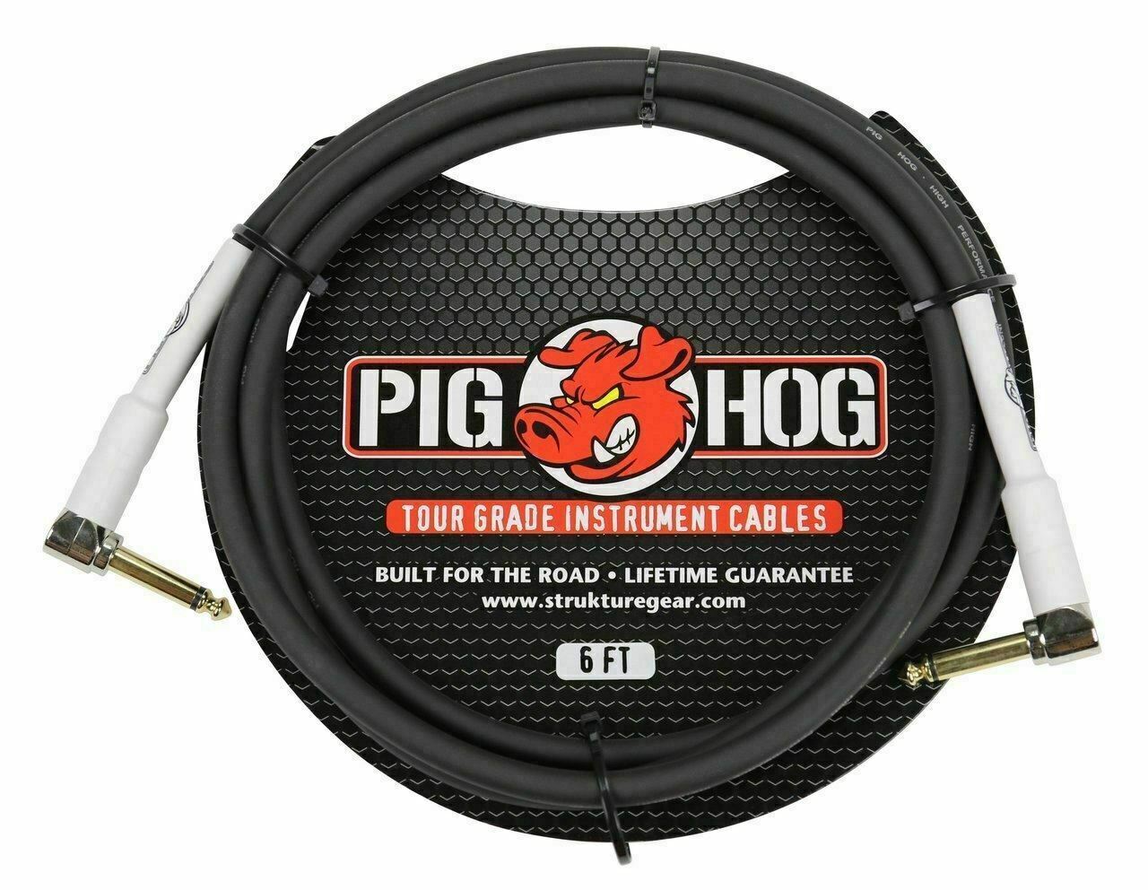 New - 2 Pack Pig Hog PH6RR 1/4" Right-Angle 8mm Guitar Instrument Cable 6 foot ft