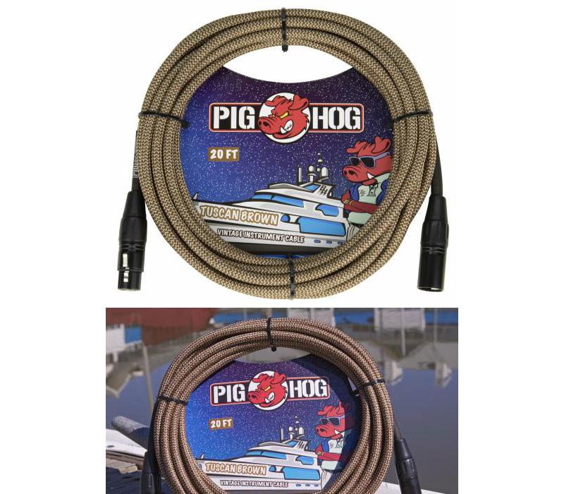 New - PIG HOG PHM20TBR "TUSCAN BROWN" WOVEN MIC CABLE, 20FT XLR