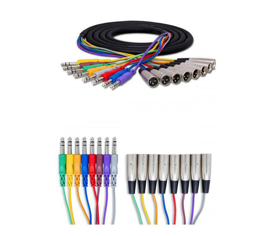 Hosa STX-802M 8-channel 1/4 inch TRS Male to XLR Male Balanced Snake - 6.6 foot-NEW