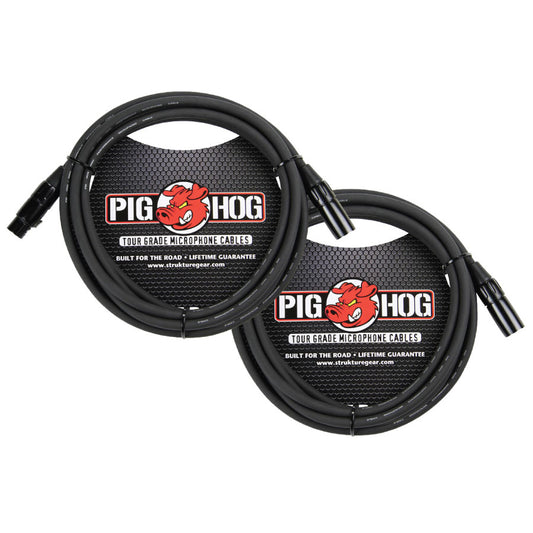 2 Pack Pig Hog PHM10 High Performance 8mm XLR Microphone Cable, 10 feet -2Pack