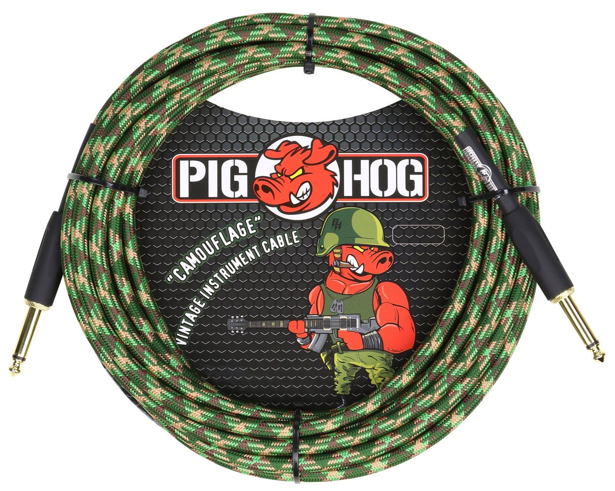 4 PACK Pig Hog "Camouflage" Instrument Cable, 20 Foot FT PCH20CF Lifetime Warranty!