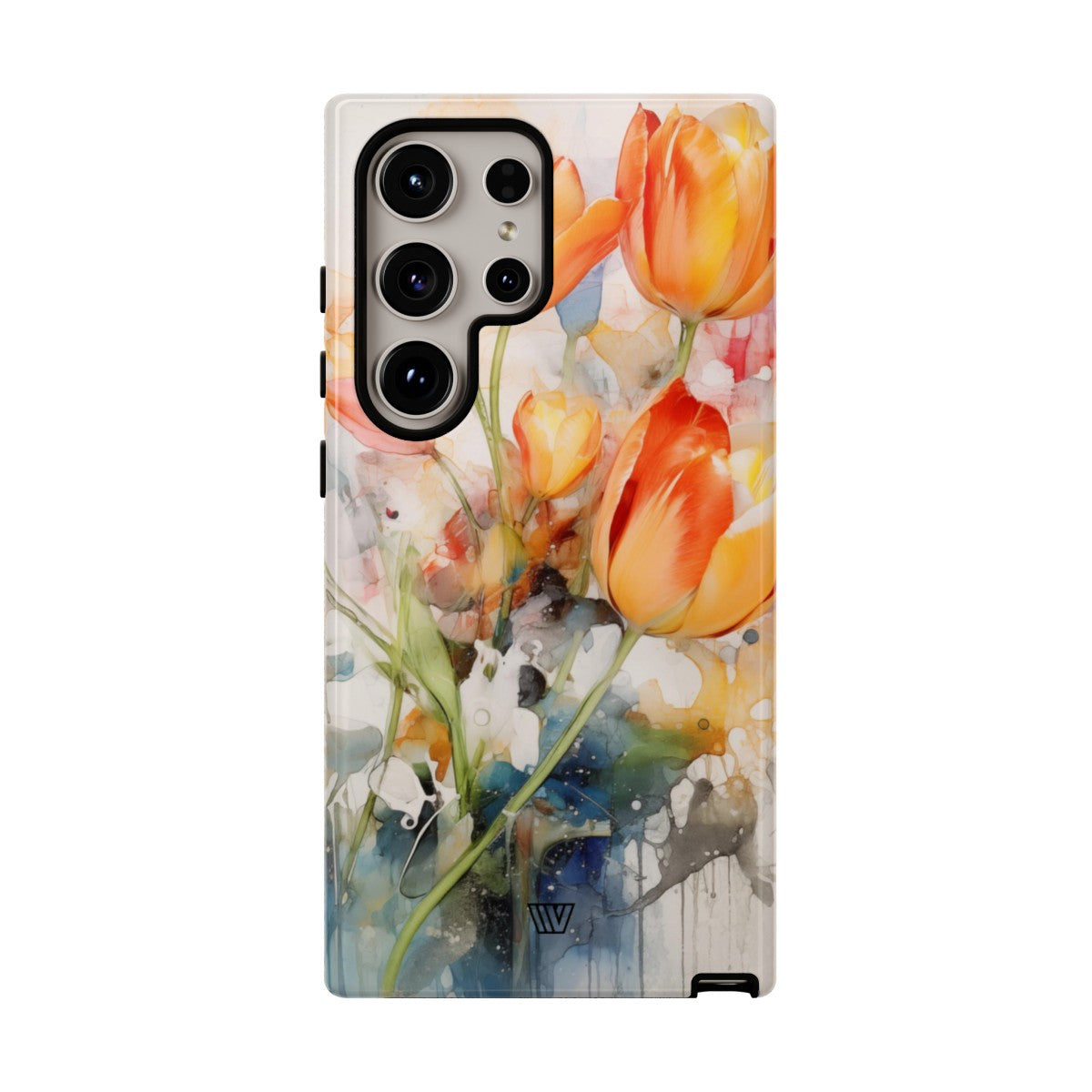 Watercolor Tulips Tough Phone Case Impact Resistant Polycarbonate Shell