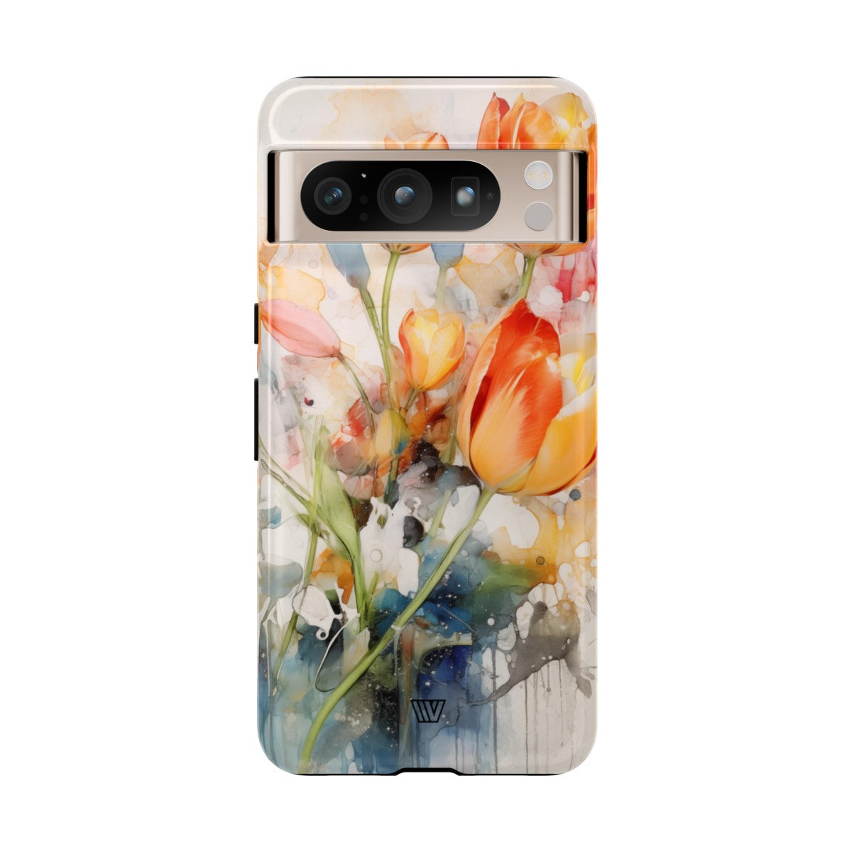 Watercolor Tulips Tough Phone Case Impact Resistant Polycarbonate Shell