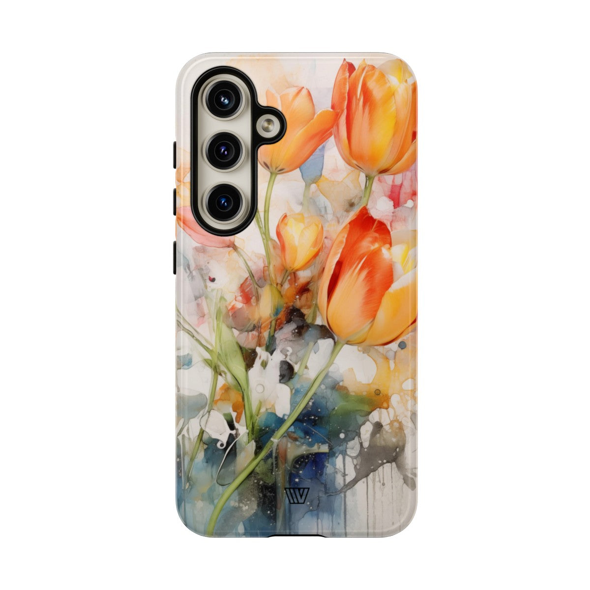 Watercolor Tulips Tough Phone Case Impact Resistant Polycarbonate Shell
