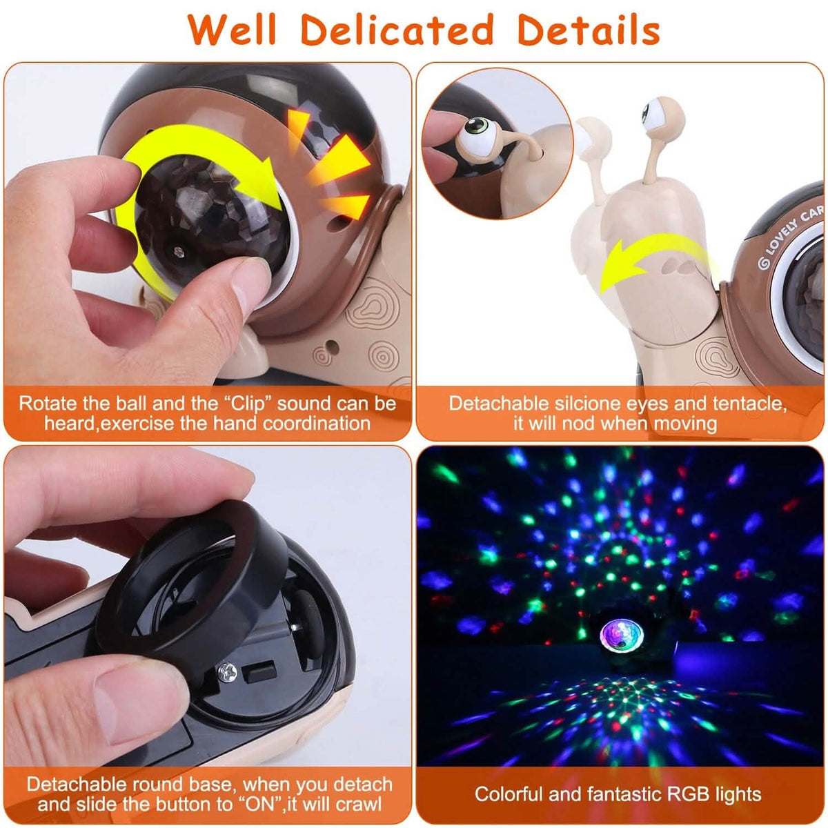Infant Interaction Toy Automatic Obstacle Avoidance Snail Toy