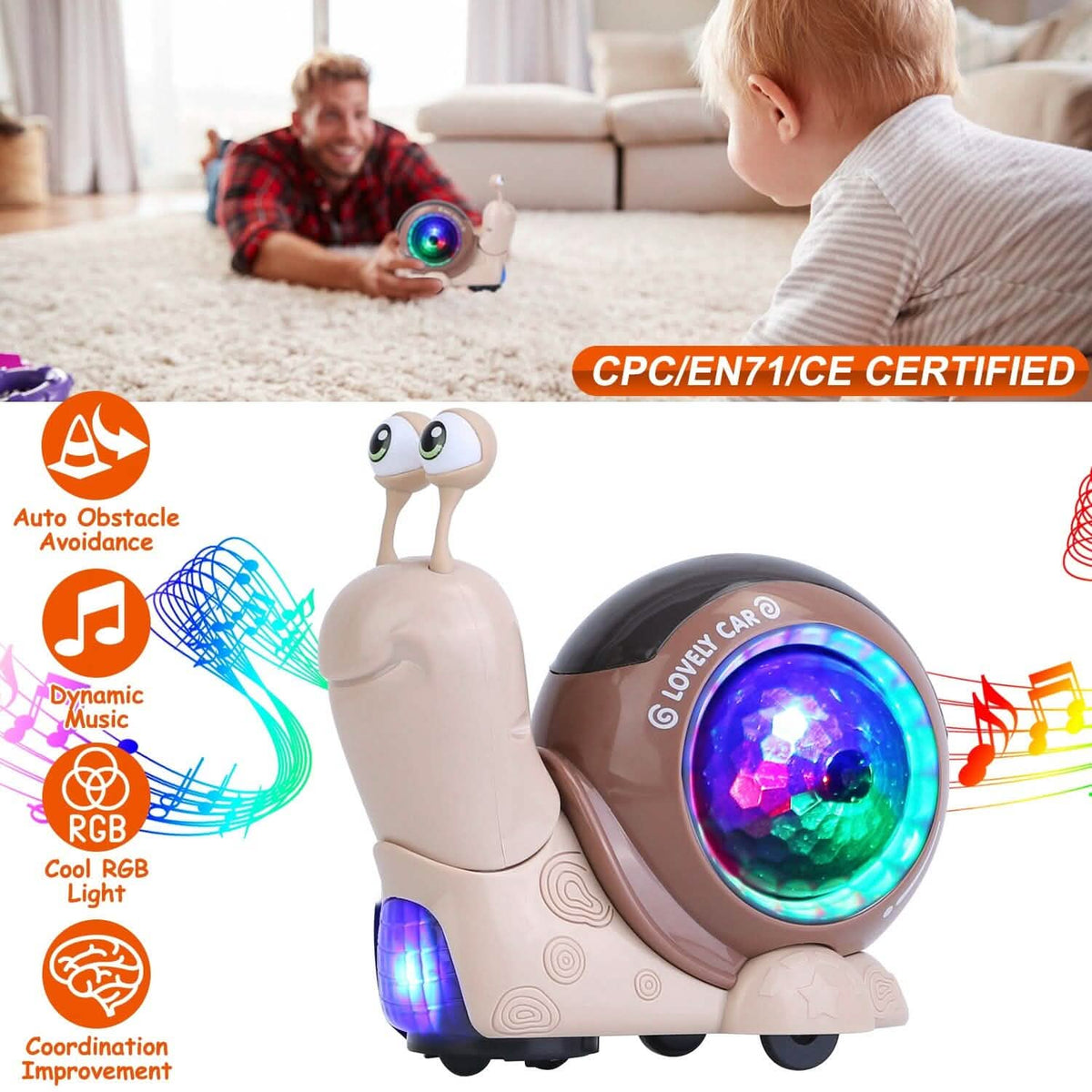 Infant Interaction Toy Automatic Obstacle Avoidance Snail Toy
