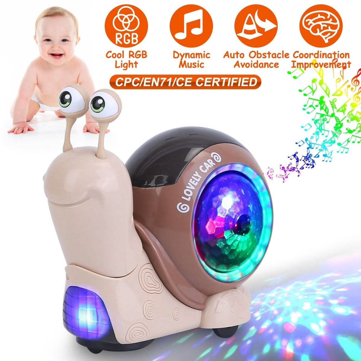 Infant Interaction Toy Automatic Obstacle Avoidance Snail Toy