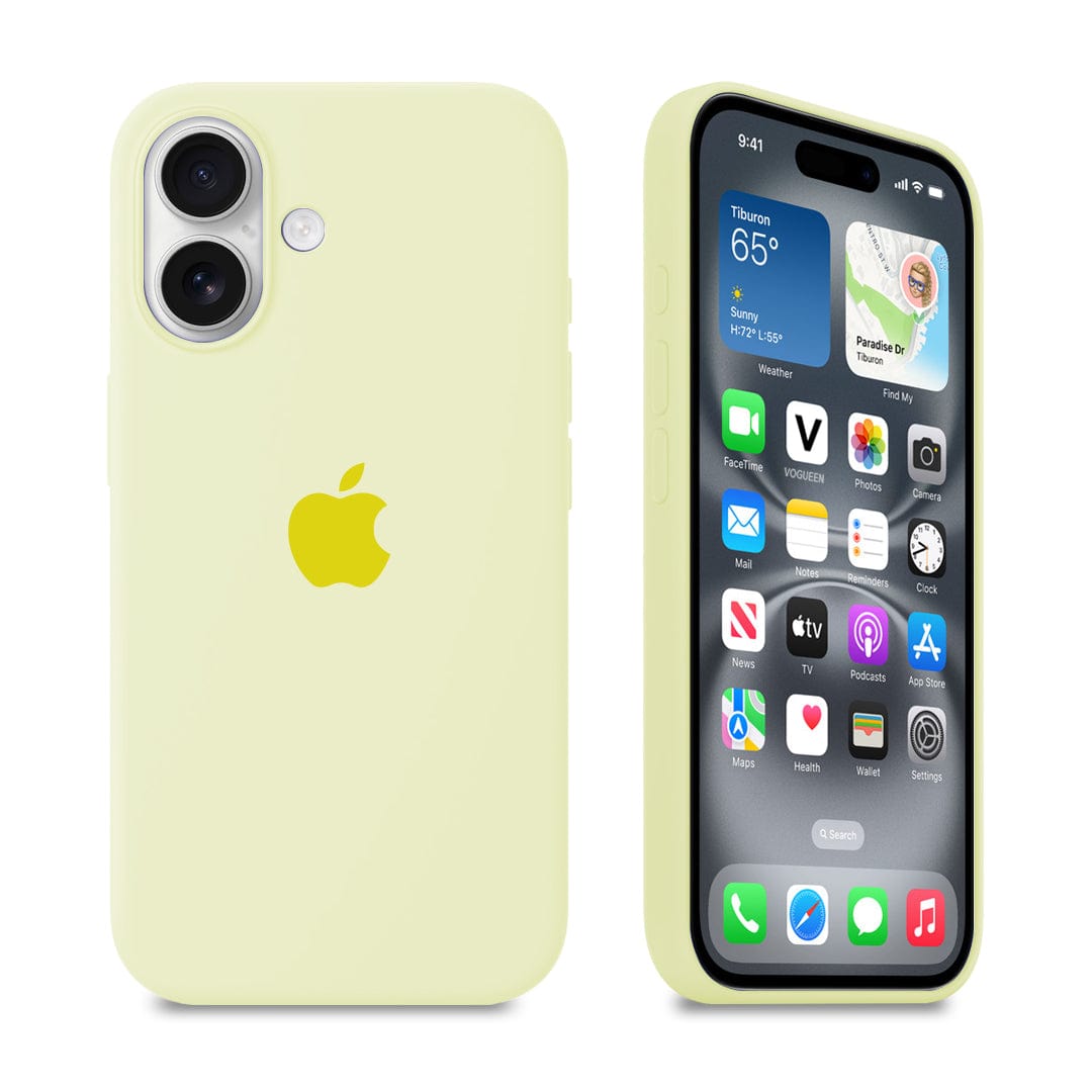 iPhone Silicone Case Creamy Yellow Full Body Protective Phone Back Cover