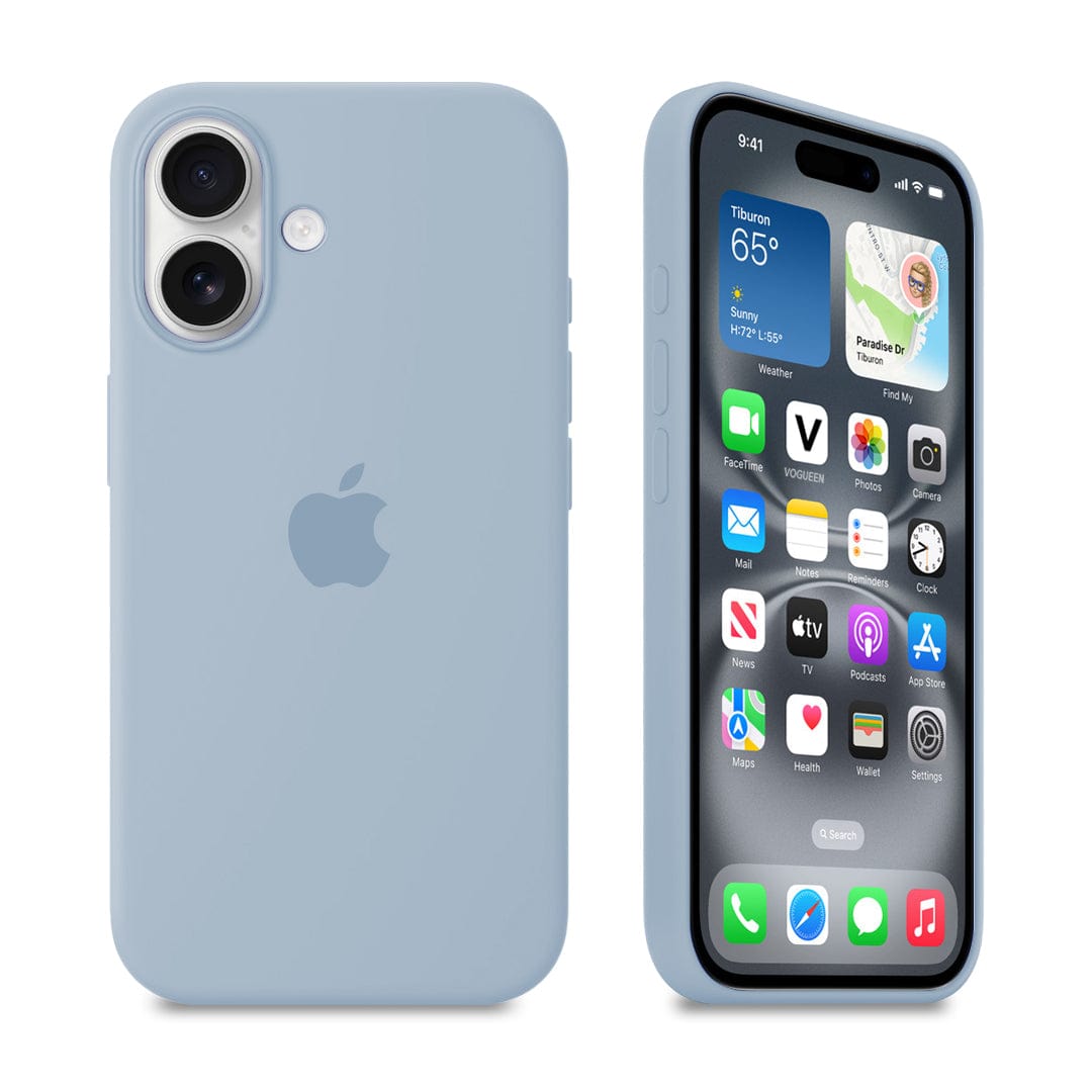 iPhone Silicone Case Grey Blue Full Body Protective Phone Back Cover