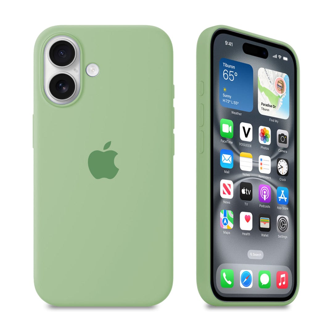 iPhone Silicone Case Matcha Green Full Body Protective Phone Cover