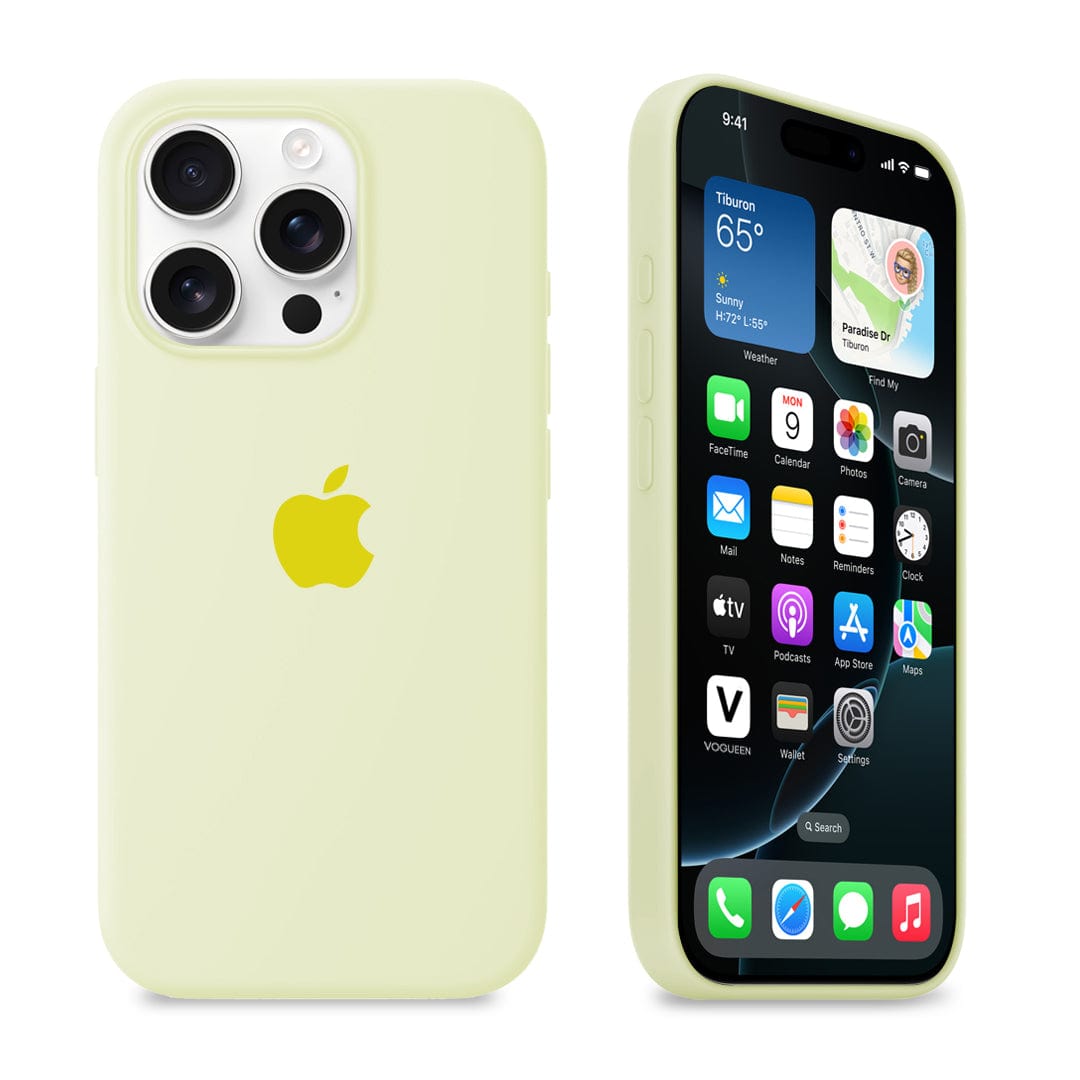 iPhone Silicone Case Creamy Yellow Full Body Protective Phone Back Cover