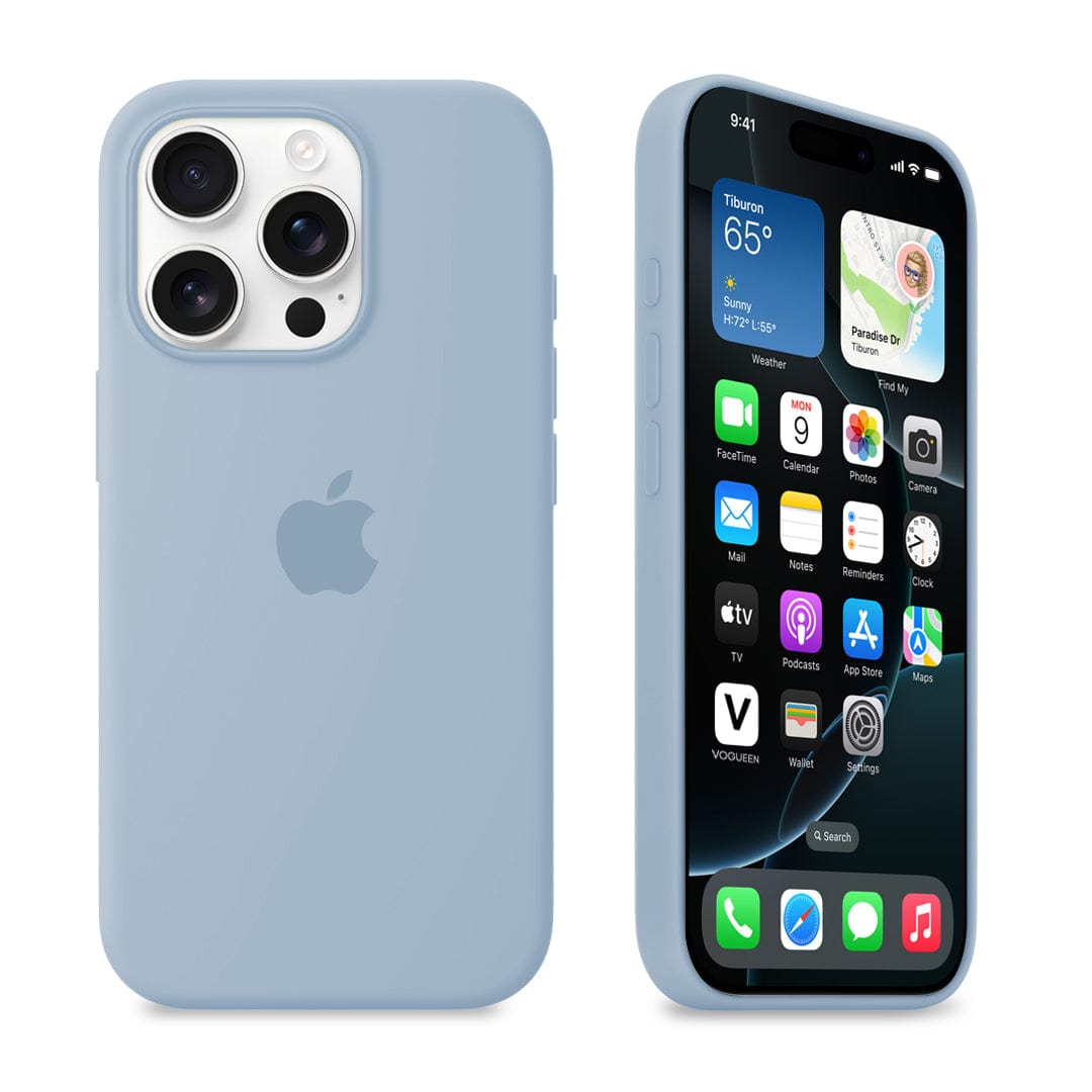 iPhone Silicone Case Grey Blue Full Body Protective Phone Back Cover