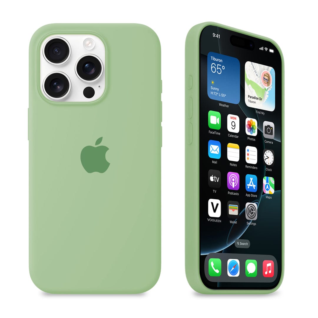 iPhone Silicone Case Matcha Green Full Body Protective Phone Cover