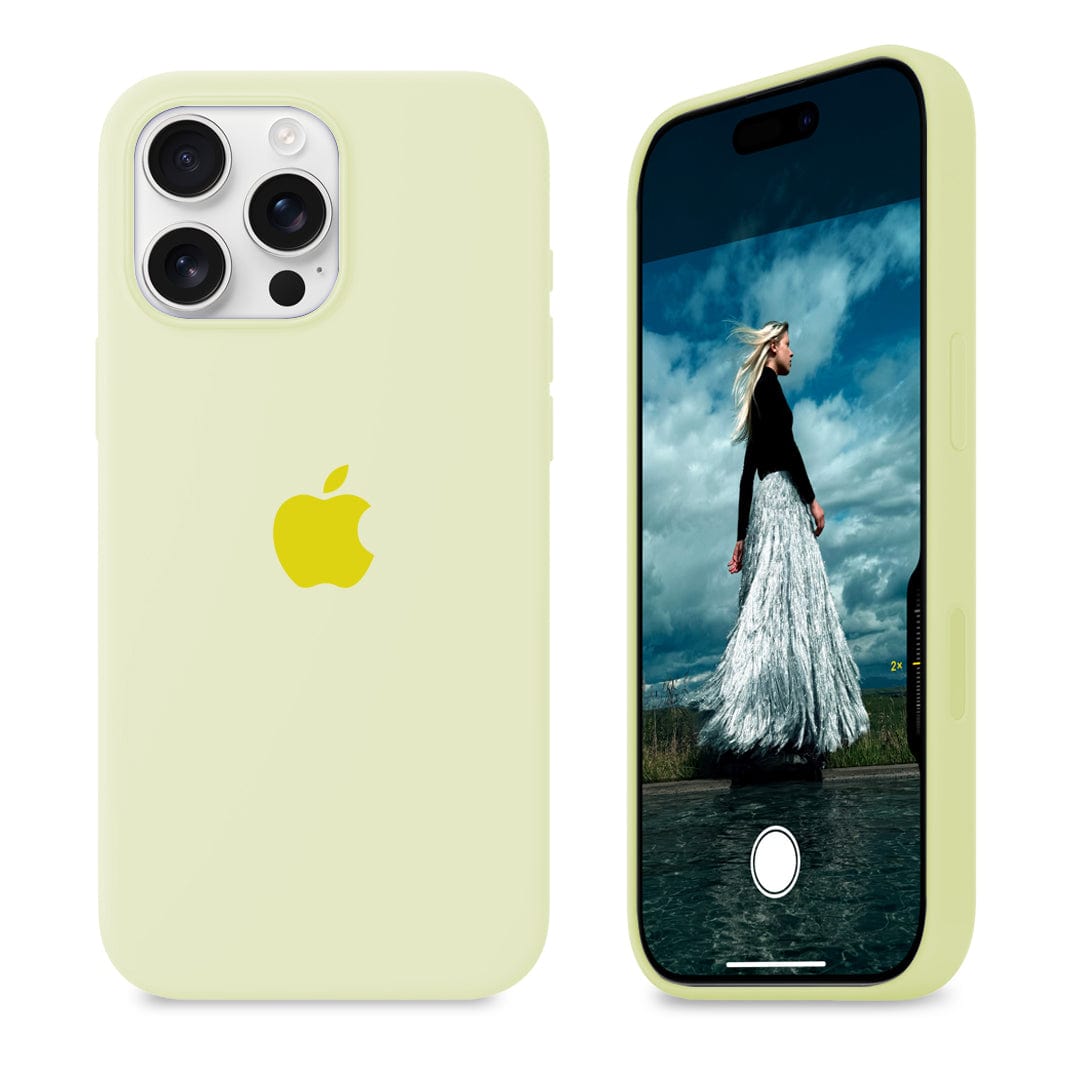 iPhone Silicone Case Creamy Yellow Full Body Protective Phone Back Cover