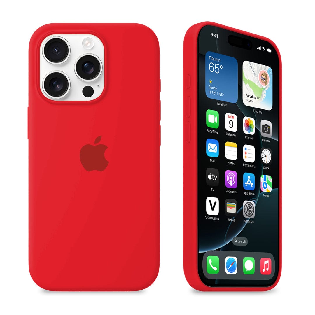 iPhone Silicone Case Red Protective Phone Back Cover