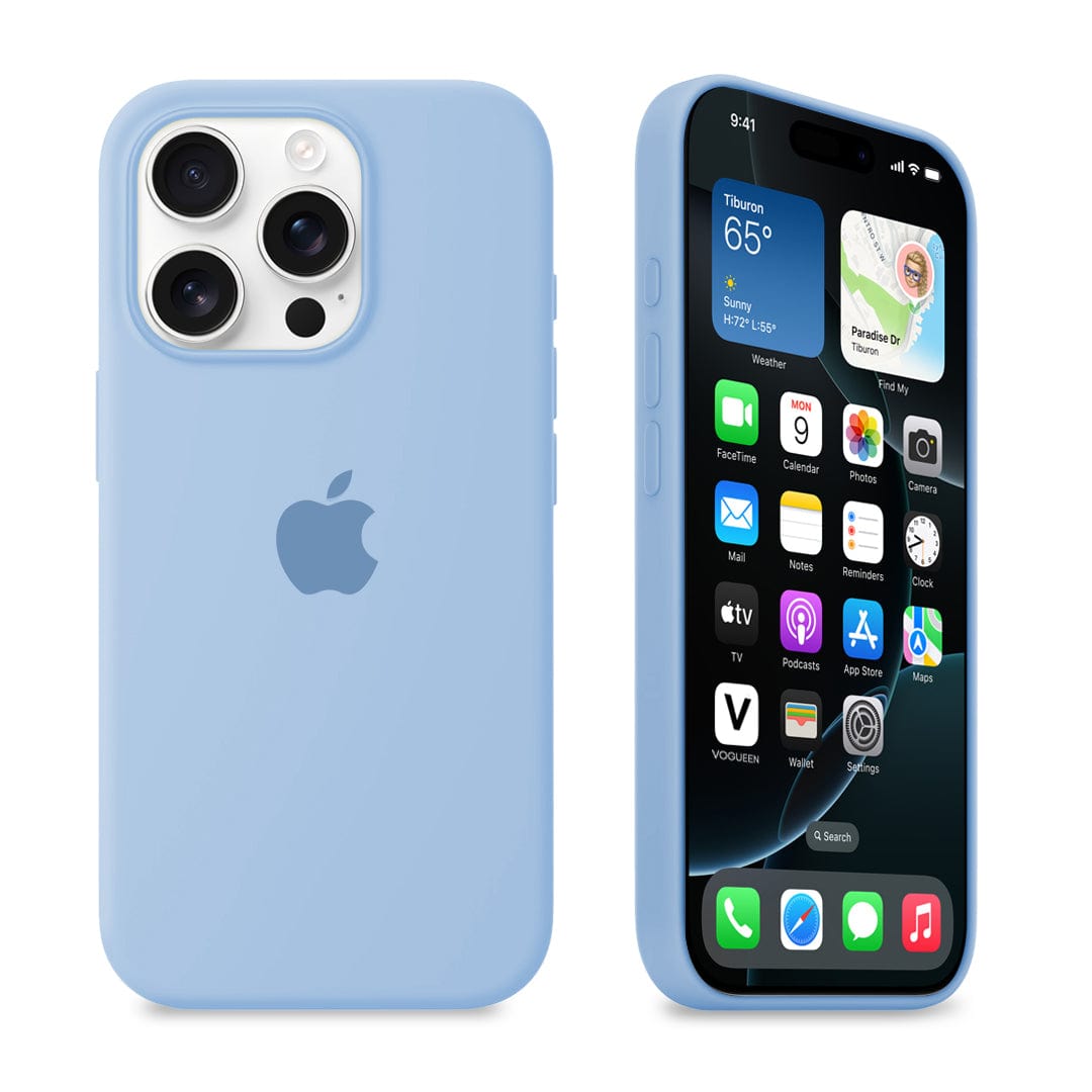 iPhone Silicone Case Sky Blue Full Body Protective Phone Back Cover Apple