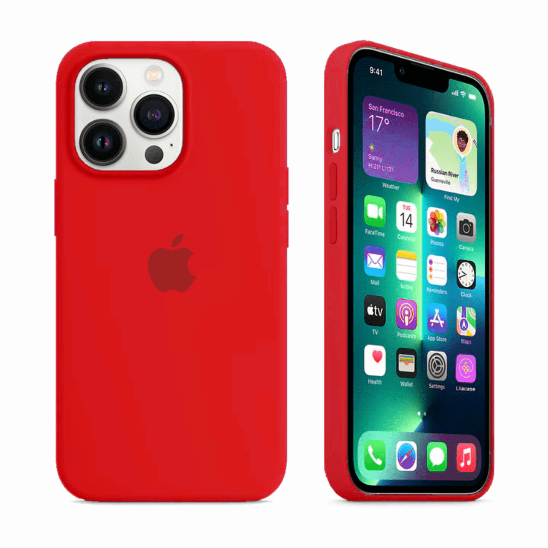 iPhone Silicone Case Red Protective Phone Back Cover