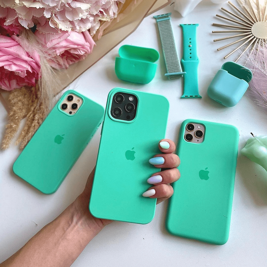 iPhone Spearmint Green Silicone Case Full Body Protective Cover