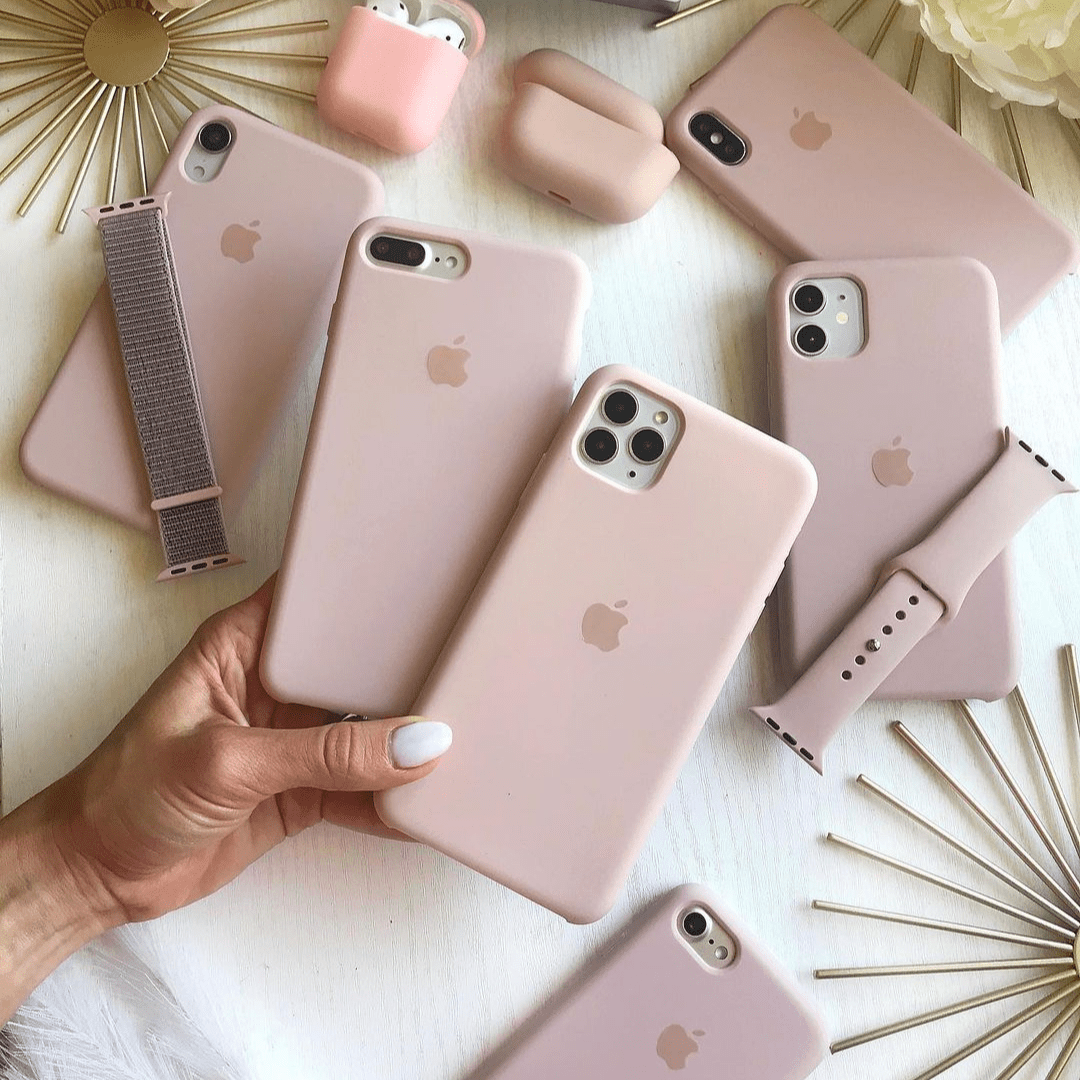 iPhone Silicone Case Pink Sand Full Body Protective Cover