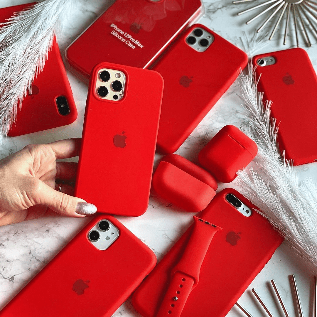 iPhone Silicone Case Red Protective Phone Back Cover