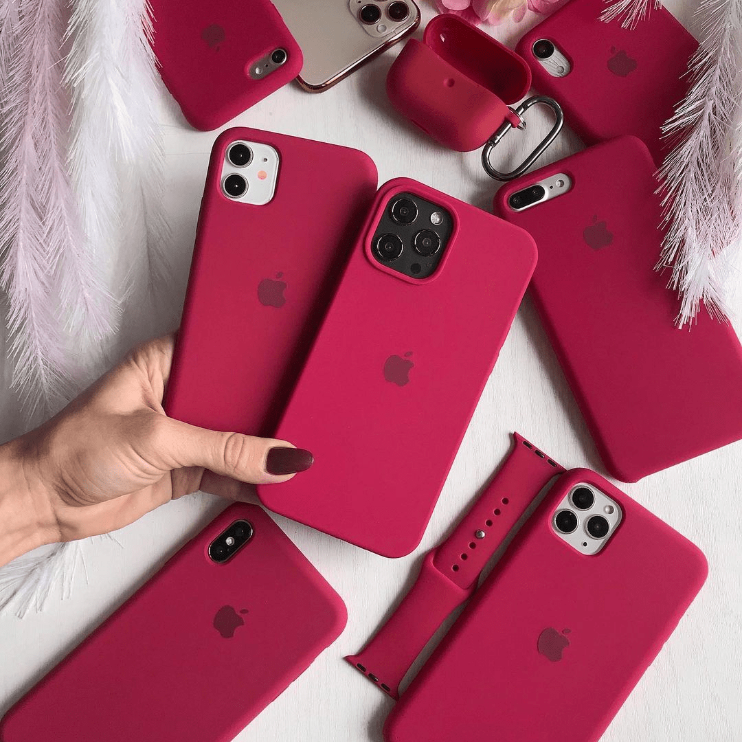 iPhone Rose Red Silicone Case Full Body Protective Coque Apple