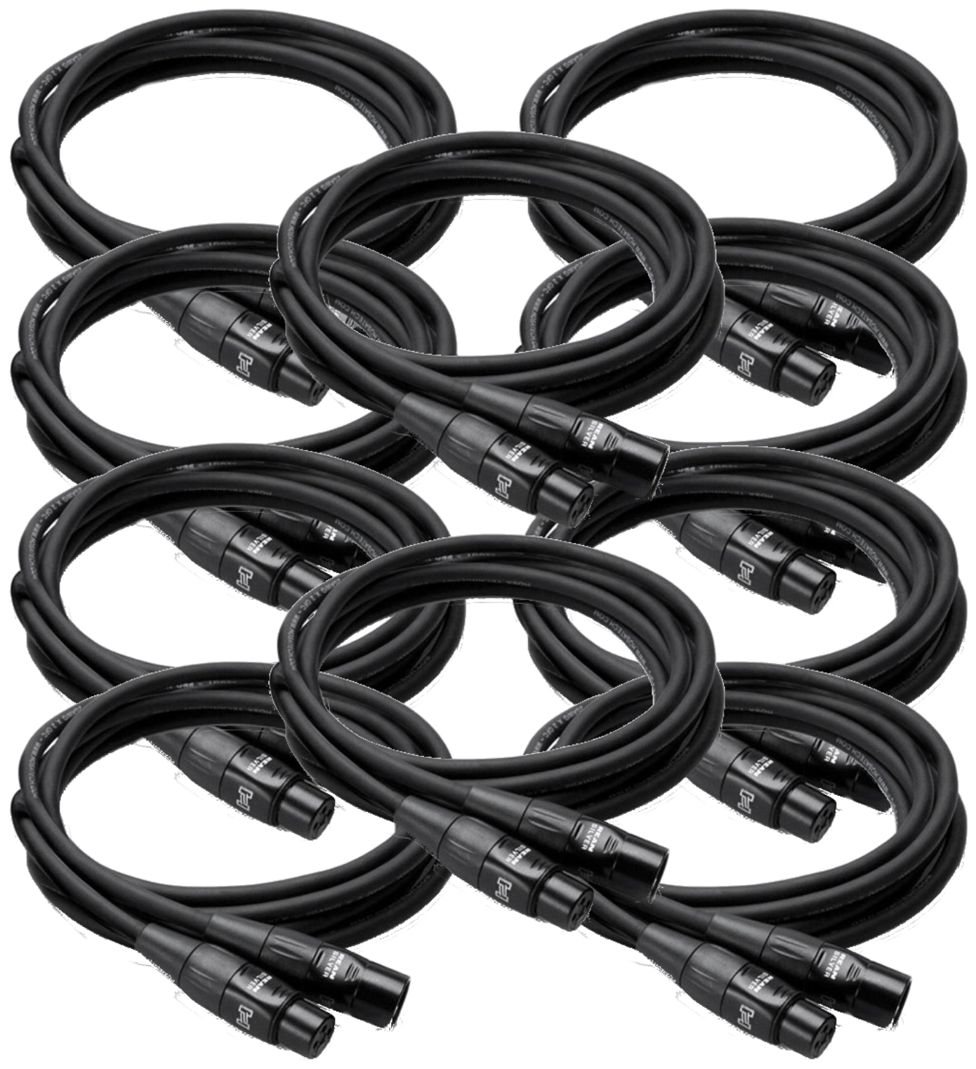 10 Pack Hosa Pro Microphone Cable, Neutrik REAN Connectors REAN XLR3F to XLR3M, HMIC-010 (10 Feet)