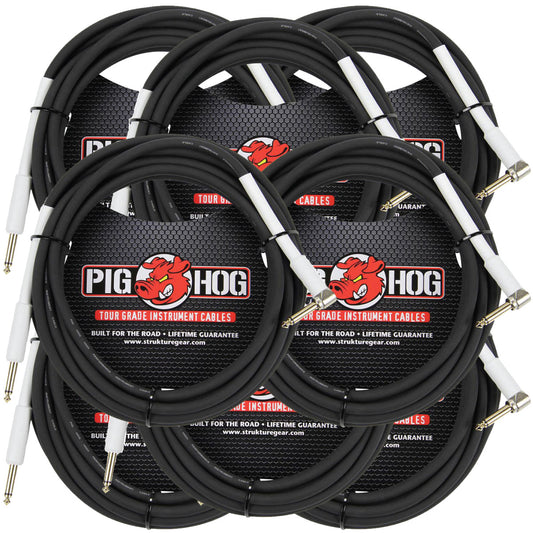 8 Pack Pig Hog PH186R Right Angle 8mm 18.5FT 1/4"-1/4"  Inst Cable Lifetime Warranty!