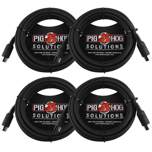 4 Pack Pig Hog Solutions PMID15 - 15ft MIDI Cable Black Instrument Interface - New